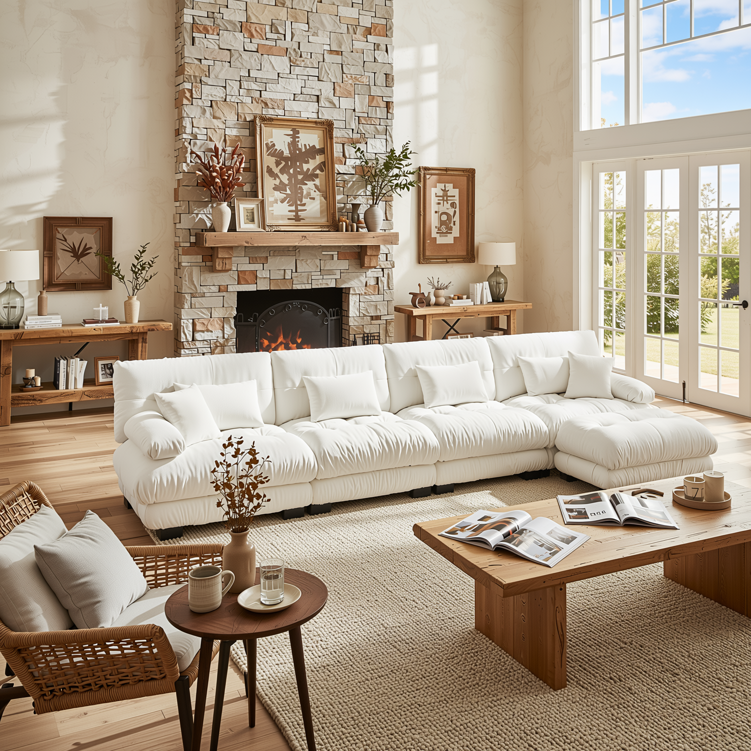 Monterey 173" Oversized Modular Chenille L-Shaped Cloud Sectional Sofa with Ottoman