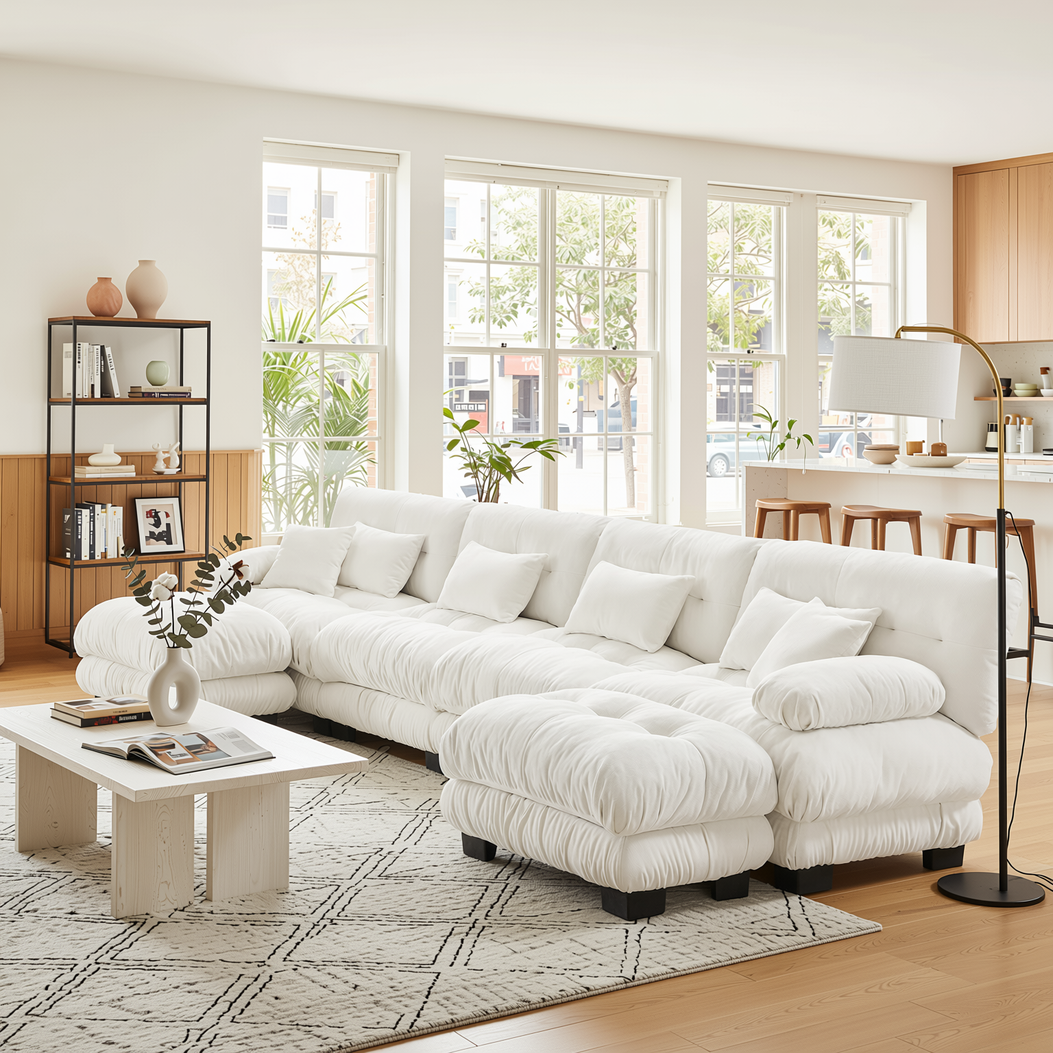 Monterey 173" Oversized Modular Chenille U-Shaped Cloud Sectional Sofa with 2 Ottomans
