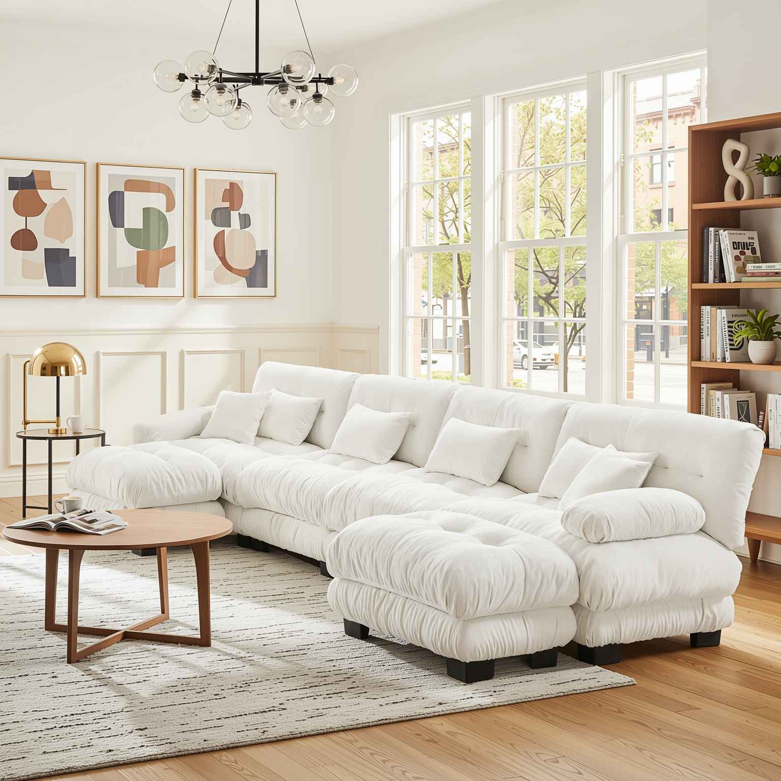 Monterey 173" Oversized Modular Chenille U-Shaped Cloud Sectional Sofa with 2 Ottomans