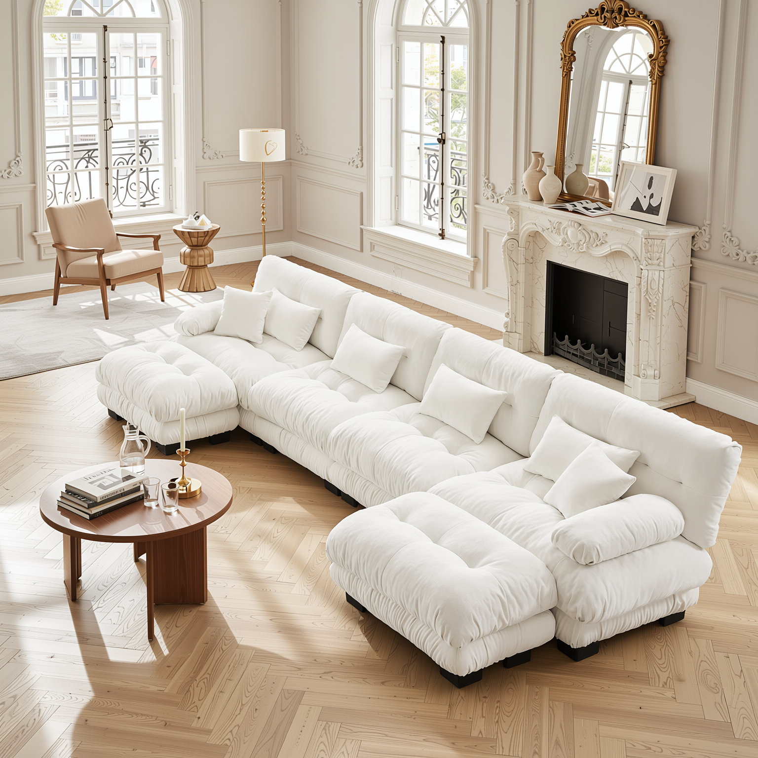 Monterey 173" Oversized Modular Chenille U-Shaped Cloud Sectional Sofa with 2 Ottomans