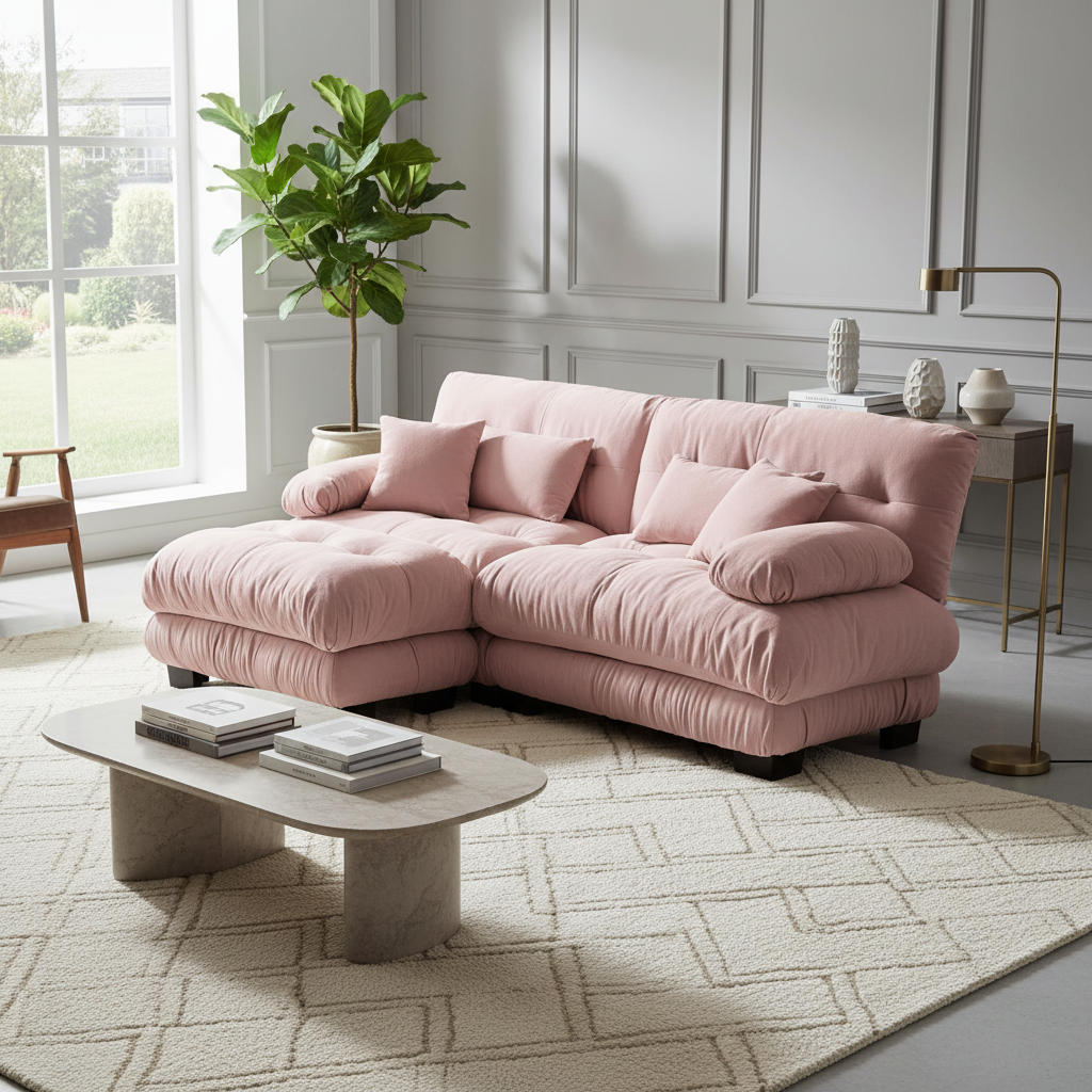 Monterey 94" 3 Piece L Shaped Modular Sofa Set, Velvet Deep Seat 5-Seater Sofa with Ottoman