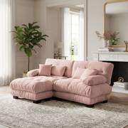 Monterey 94" 3 Piece L Shaped Modular Sofa Set, Velvet Deep Seat 5-Seater Sofa with Ottoman