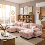 Monterey 134" Modular Chenille U-Shaped Cloud Sectional Sofa with 2 Ottomans