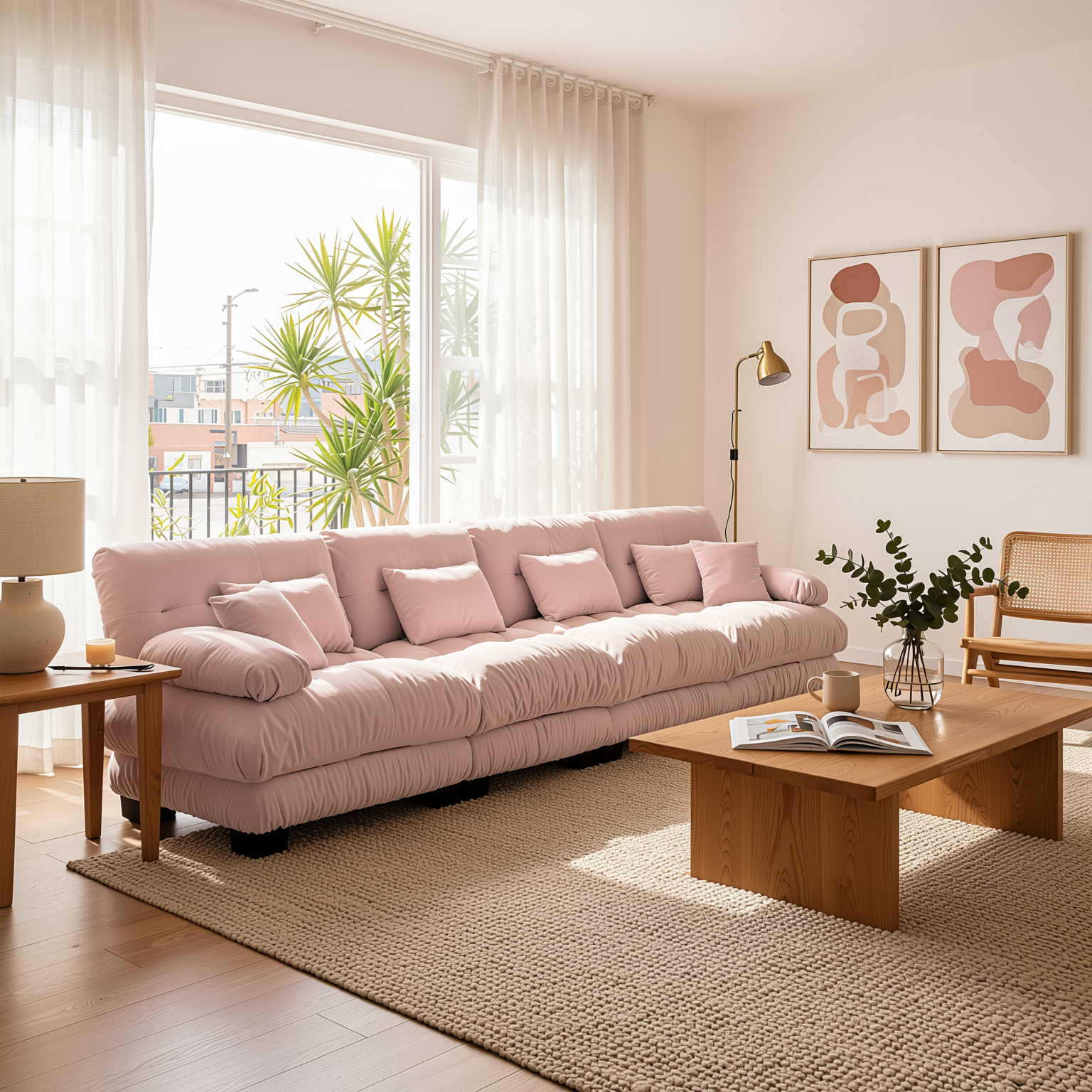Monterey 173" Extra Large Modular Chenille Cloud Sectional Sofa with Bolstered Armrests