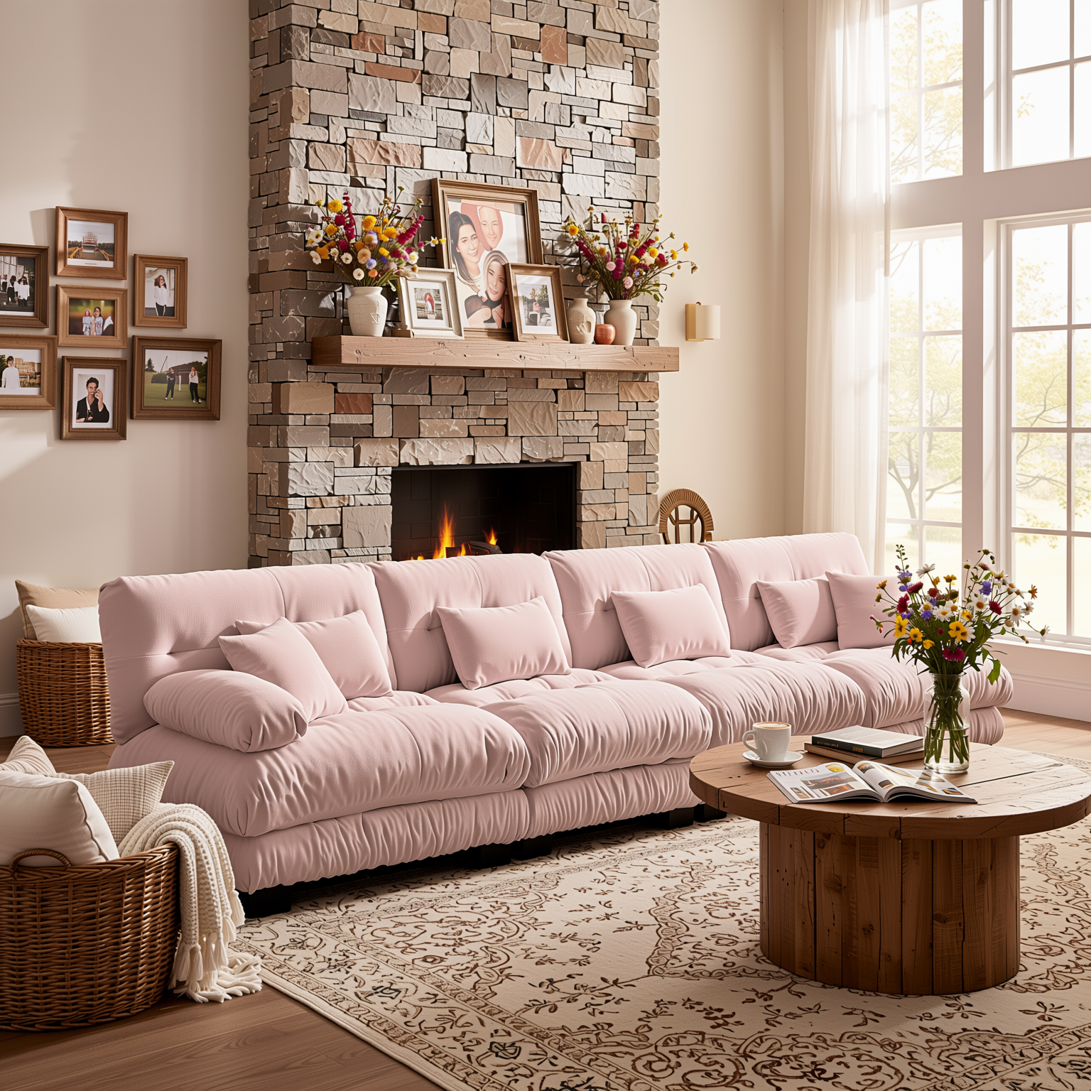 Monterey 173" Extra Large Modular Chenille Cloud Sectional Sofa with Bolstered Armrests