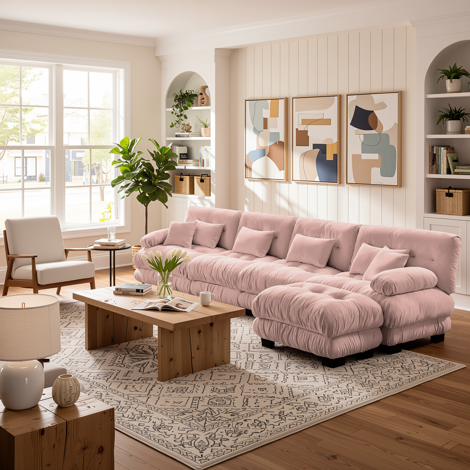 Monterey 173" Oversized Modular Chenille L-Shaped Cloud Sectional Sofa with Ottoman