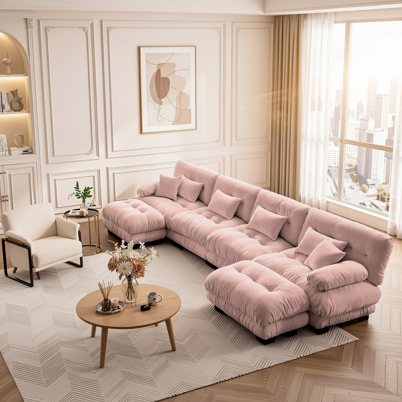 Monterey 173" Oversized Modular Chenille U-Shaped Cloud Sectional Sofa with 2 Ottomans