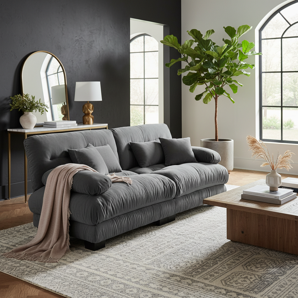 Monterey 94" 4-Seater Modular Cloud Sofa with Bolstered Armrests and Pillows