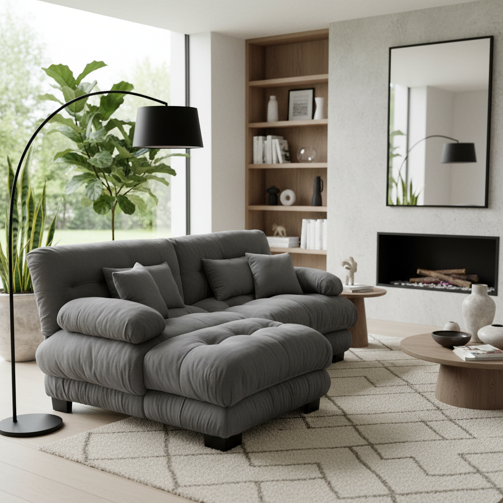 Monterey 94" 3 Piece L Shaped Modular Sofa Set, Velvet Deep Seat 5-Seater Sofa with Ottoman