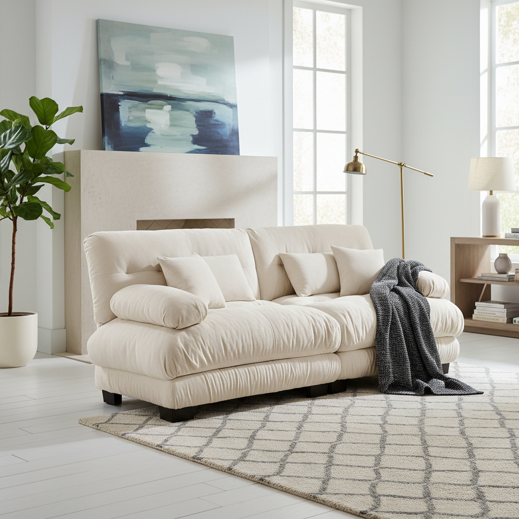 Monterey 94" 4-Seater Modular Cloud Sofa with Bolstered Armrests and Pillows