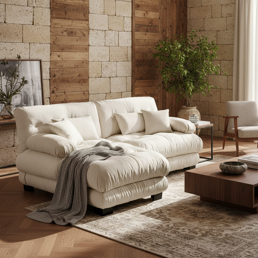 Monterey 94" 3 Piece L Shaped Modular Sofa Set, Velvet Deep Seat 5-Seater Sofa with Ottoman