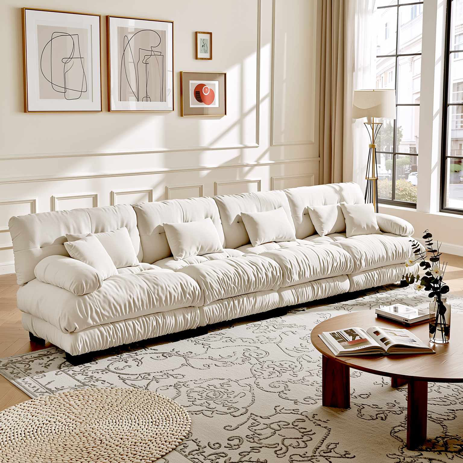Monterey 173" Extra Large Modular Chenille Cloud Sectional Sofa with Bolstered Armrests