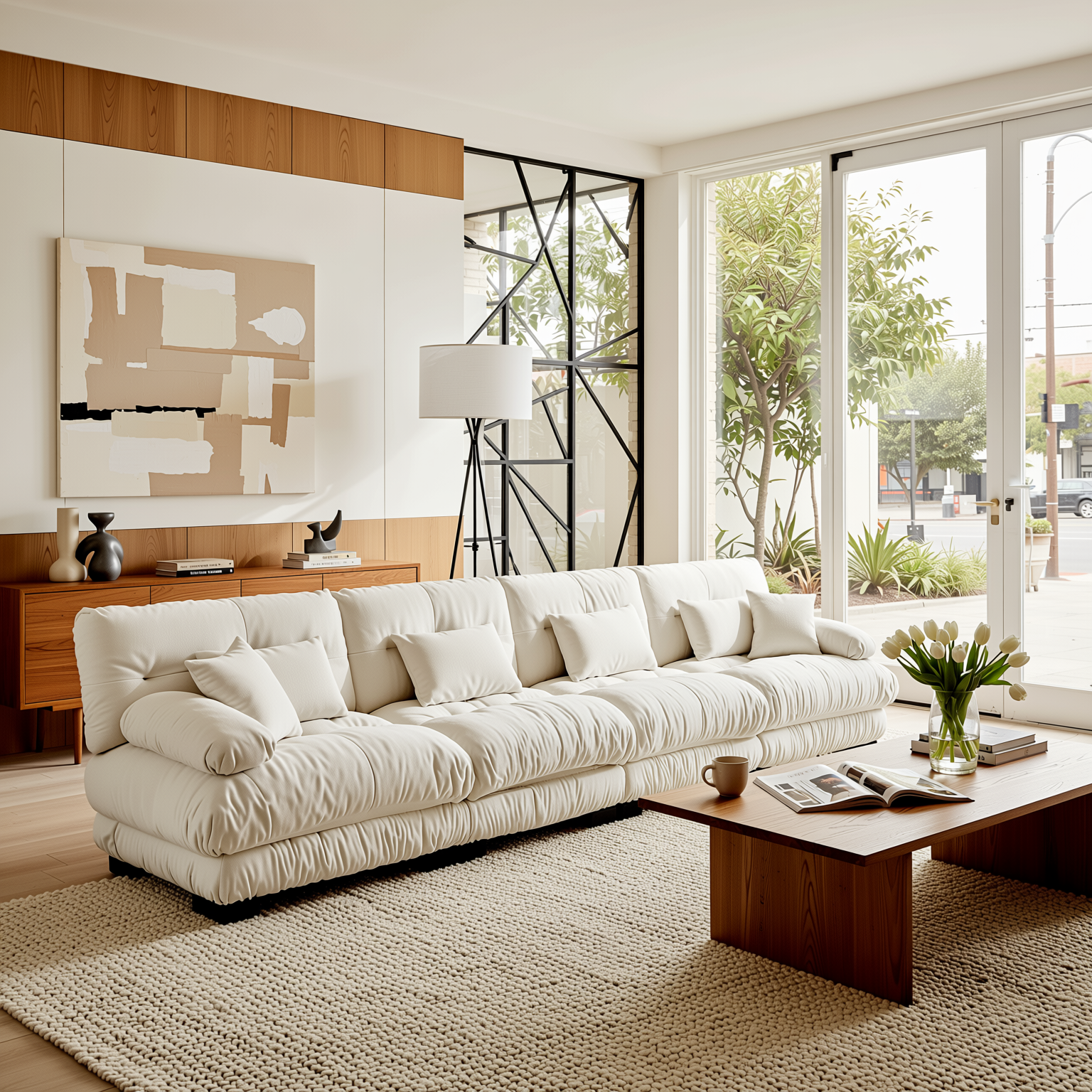 Monterey 173" Extra Large Modular Chenille Cloud Sectional Sofa with Bolstered Armrests