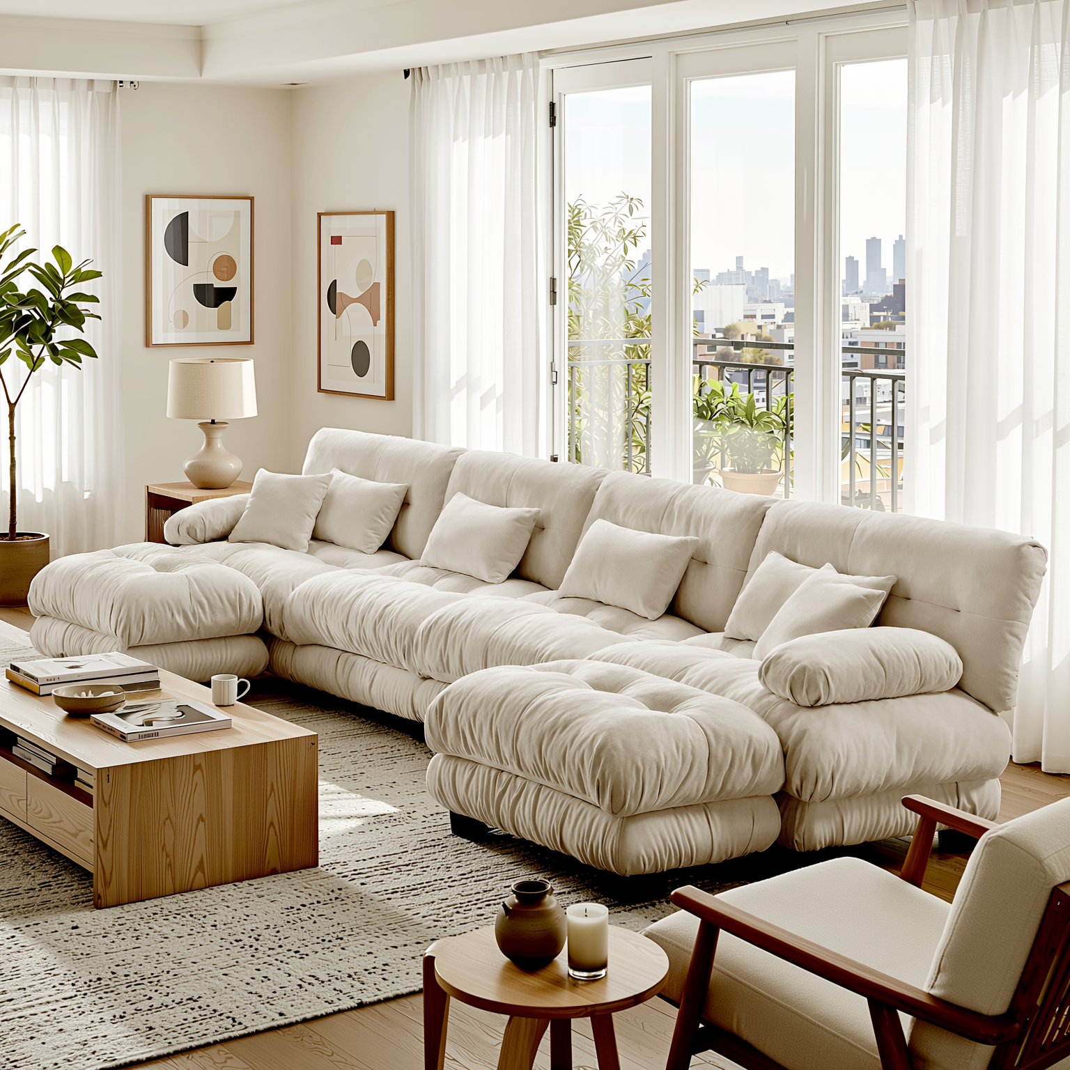Monterey 173" Oversized Modular Chenille U-Shaped Cloud Sectional Sofa with 2 Ottomans