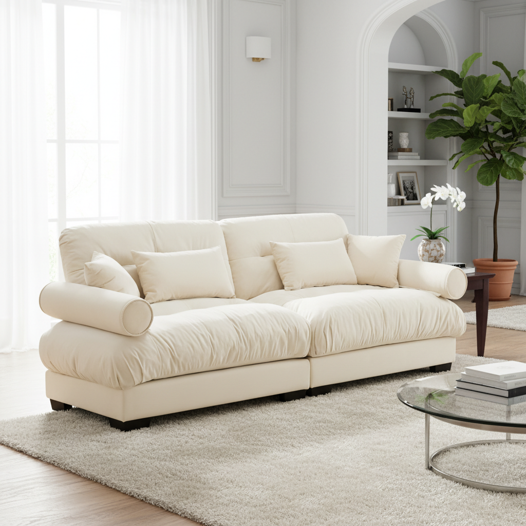Napa 94" Modular Velvet Upholstered 2-Seater Sofa with Bolstered Armrests