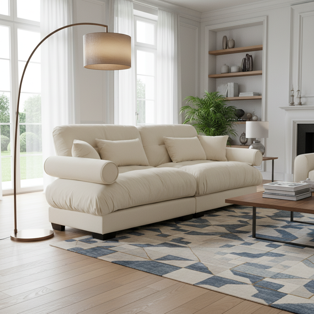 Napa 94" Modular Velvet Upholstered 2-Seater Sofa with Bolstered Armrests