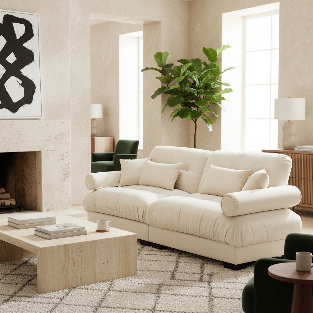 Napa 94" Modular Velvet Upholstered 2-Seater Sofa with Bolstered Armrests