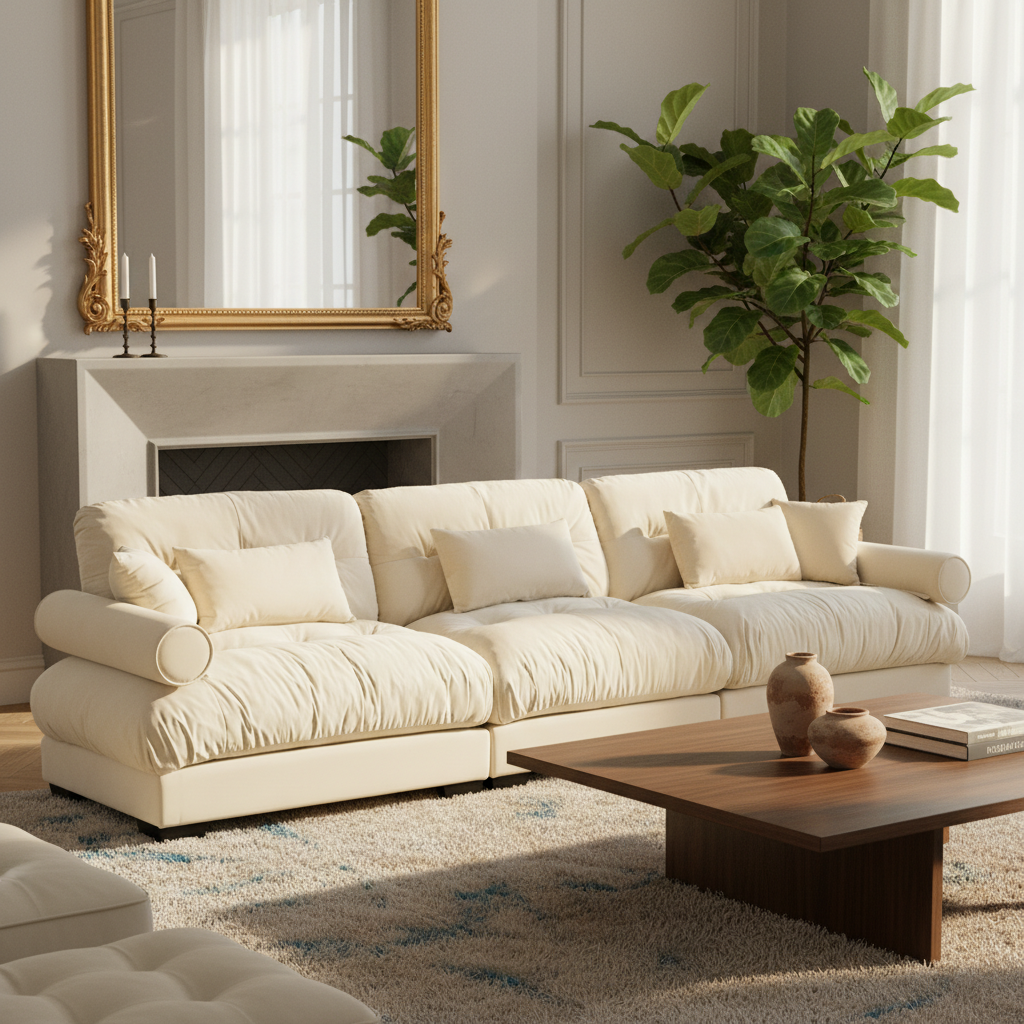 Napa 130" Modular Velvet Upholstered Oversized 3-Seater Sofa Couch