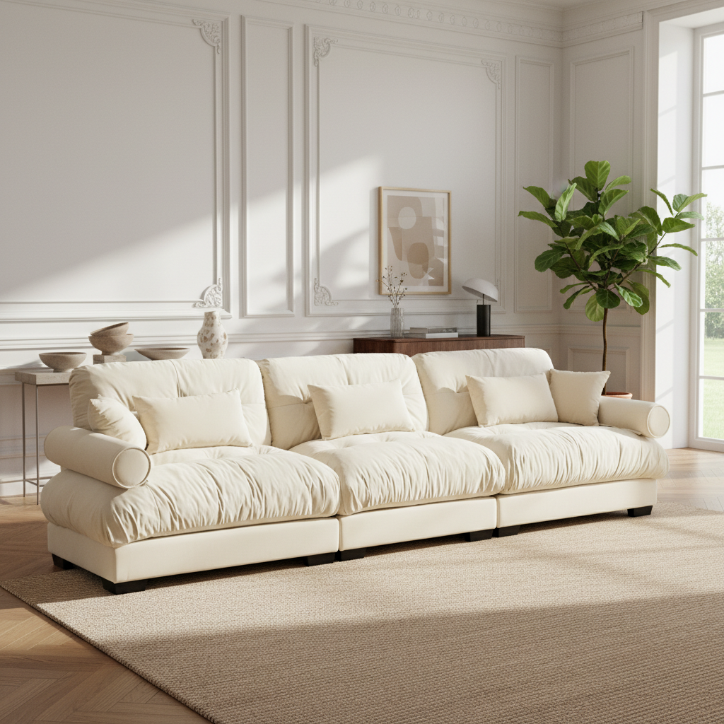 Napa 130" Modular Velvet Upholstered Oversized 3-Seater Sofa Couch