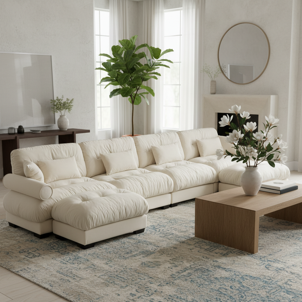 Napa 166" U-Shaped Modular Velvet Upholstered Sectional Sofa with 2 Movable Ottomans