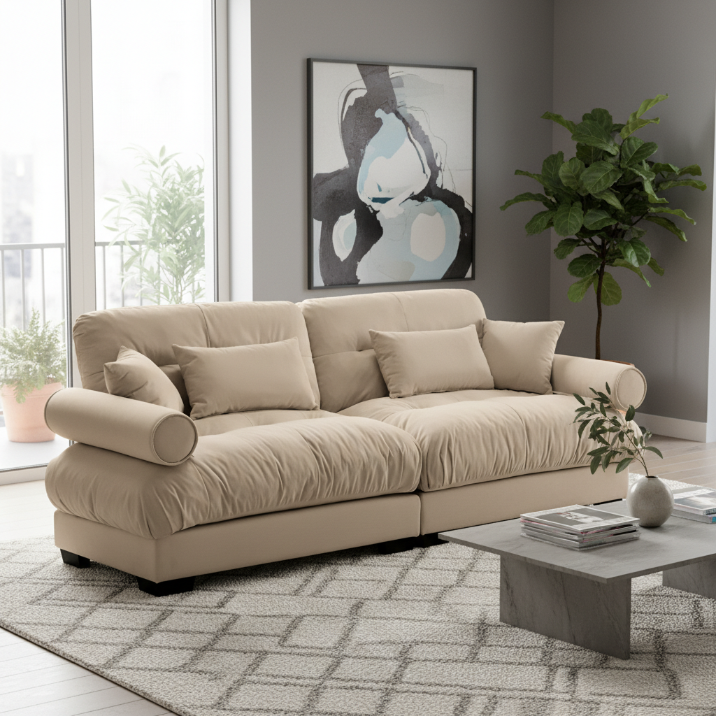 Napa 94" Modular Velvet Upholstered 2-Seater Sofa with Bolstered Armrests