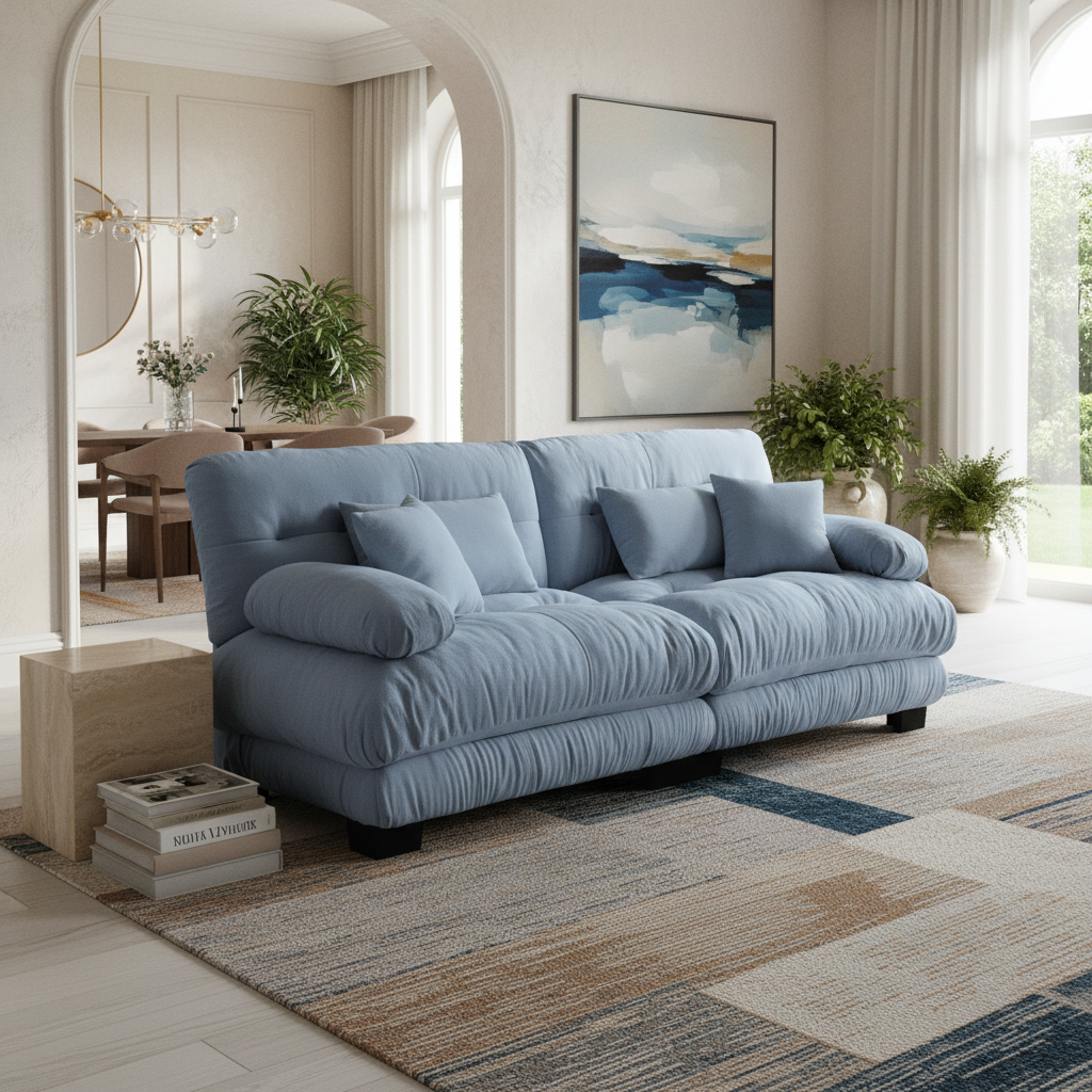 Monterey 94" 4-Seater Modular Cloud Sofa with Bolstered Armrests and Pillows