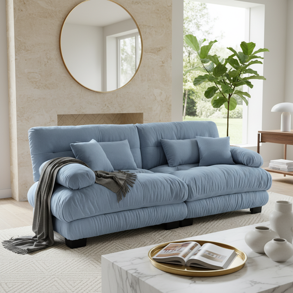 Monterey 94" 4-Seater Modular Cloud Sofa with Bolstered Armrests and Pillows