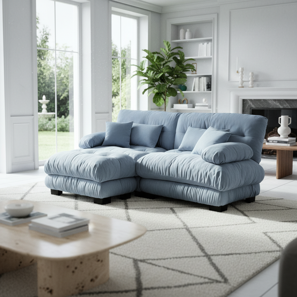 Monterey 94" 3 Piece L Shaped Modular Sofa Set, Velvet Deep Seat 5-Seater Sofa with Ottoman