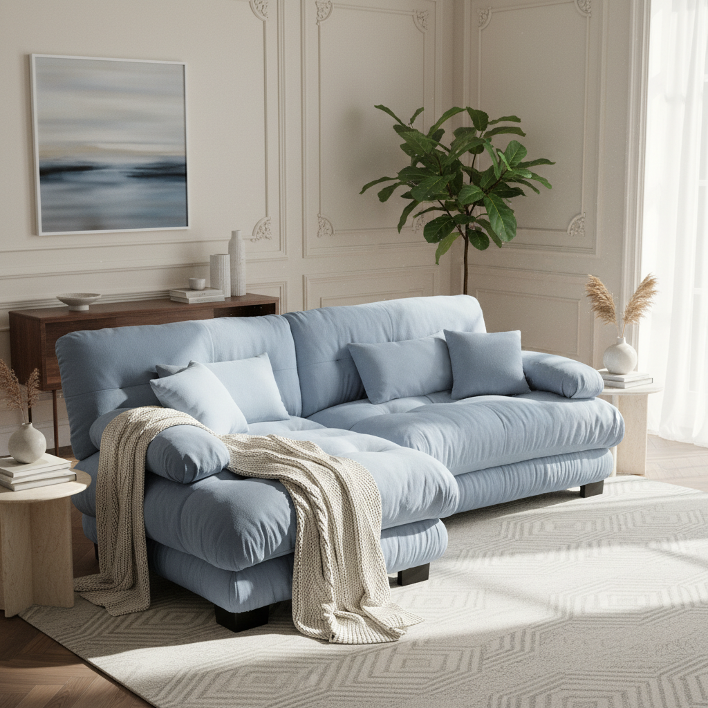 Monterey 94" 3 Piece L Shaped Modular Sofa Set, Velvet Deep Seat 5-Seater Sofa with Ottoman