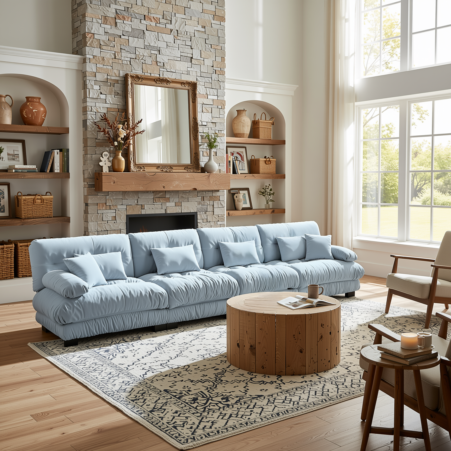 Monterey 173" Extra Large Modular Chenille Cloud Sectional Sofa with Bolstered Armrests