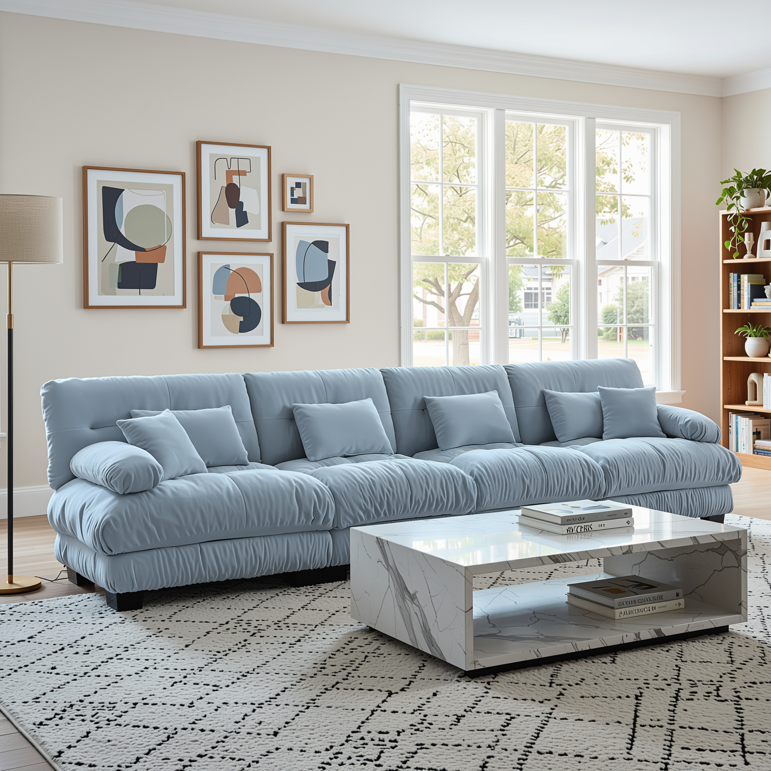 Monterey 173" Extra Large Modular Chenille Cloud Sectional Sofa with Bolstered Armrests