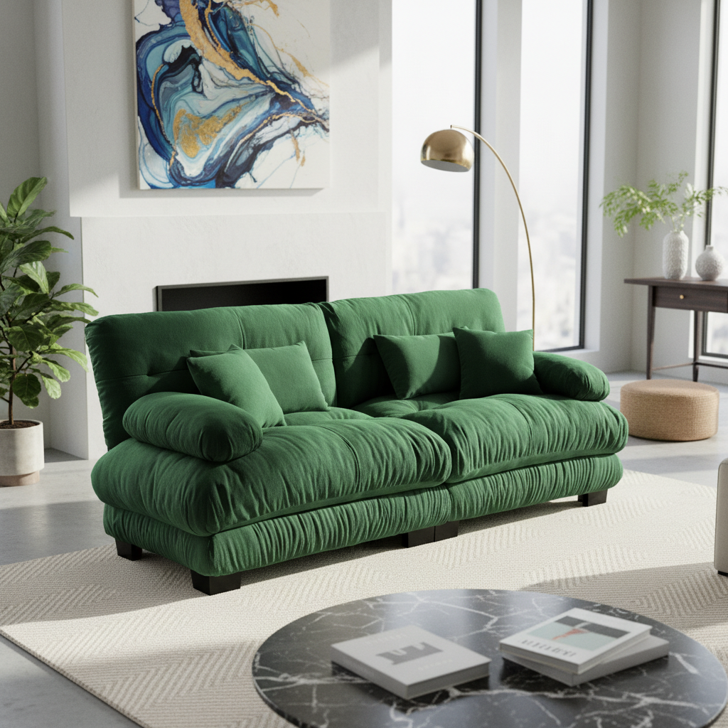 Monterey 94" 4-Seater Modular Cloud Sofa with Bolstered Armrests and Pillows