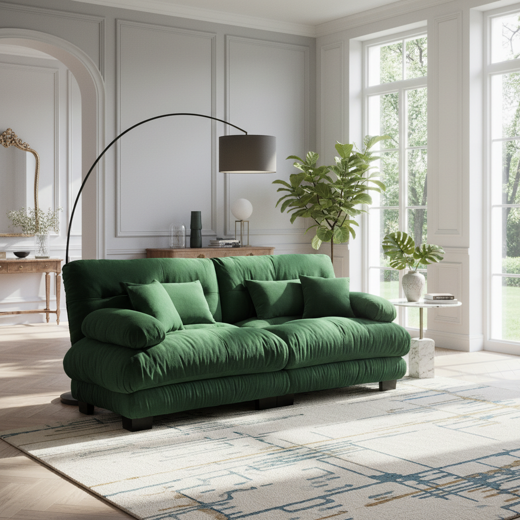 Monterey 94" 4-Seater Modular Cloud Sofa with Bolstered Armrests and Pillows