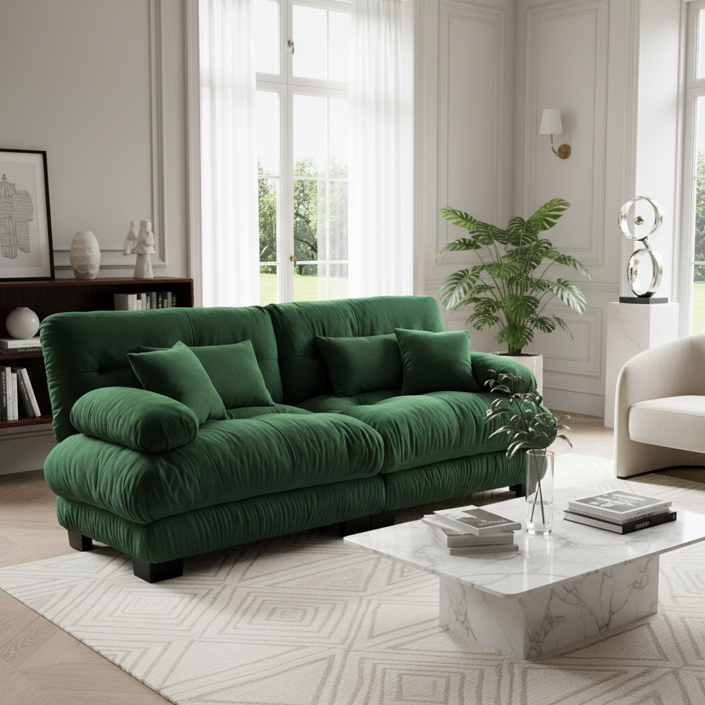 Monterey 94" 4-Seater Modular Cloud Sofa with Bolstered Armrests and Pillows