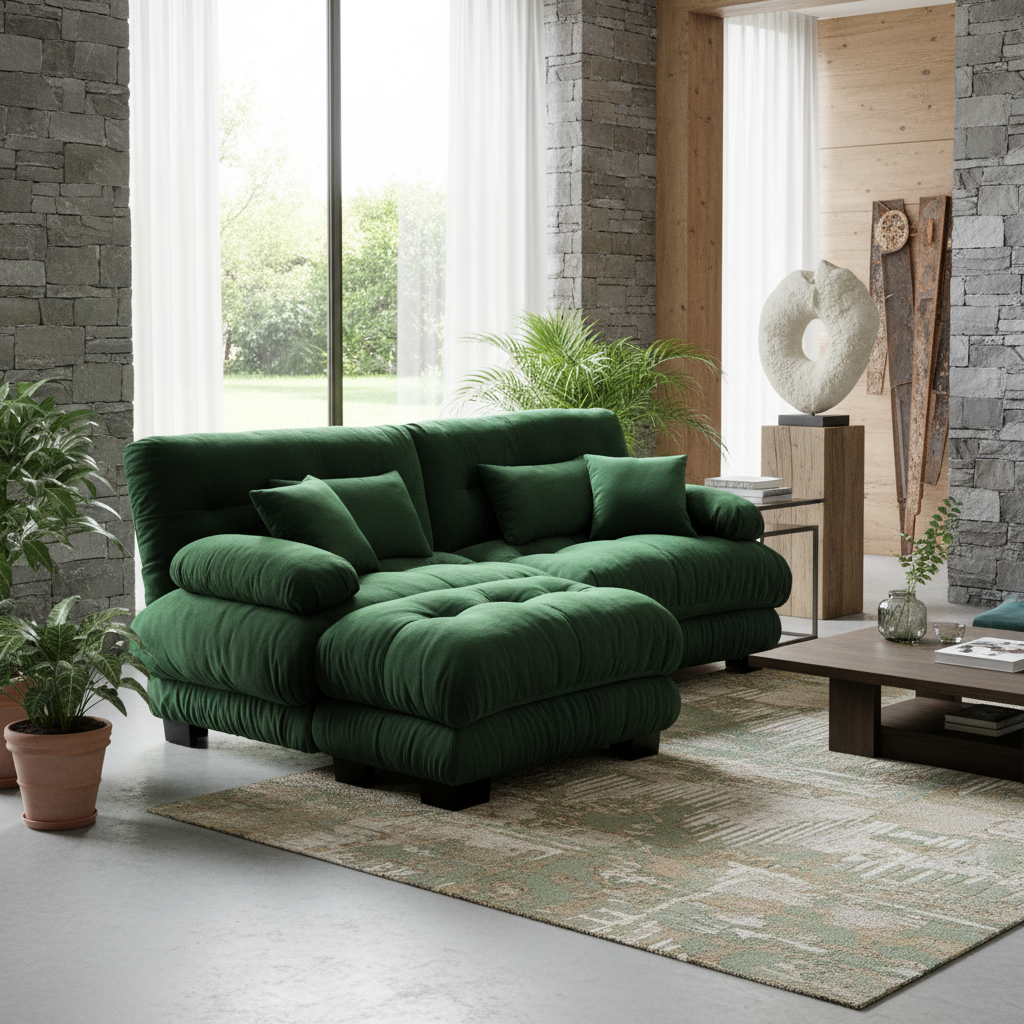 Monterey 94" 3 Piece L Shaped Modular Sofa Set, Velvet Deep Seat 5-Seater Sofa with Ottoman