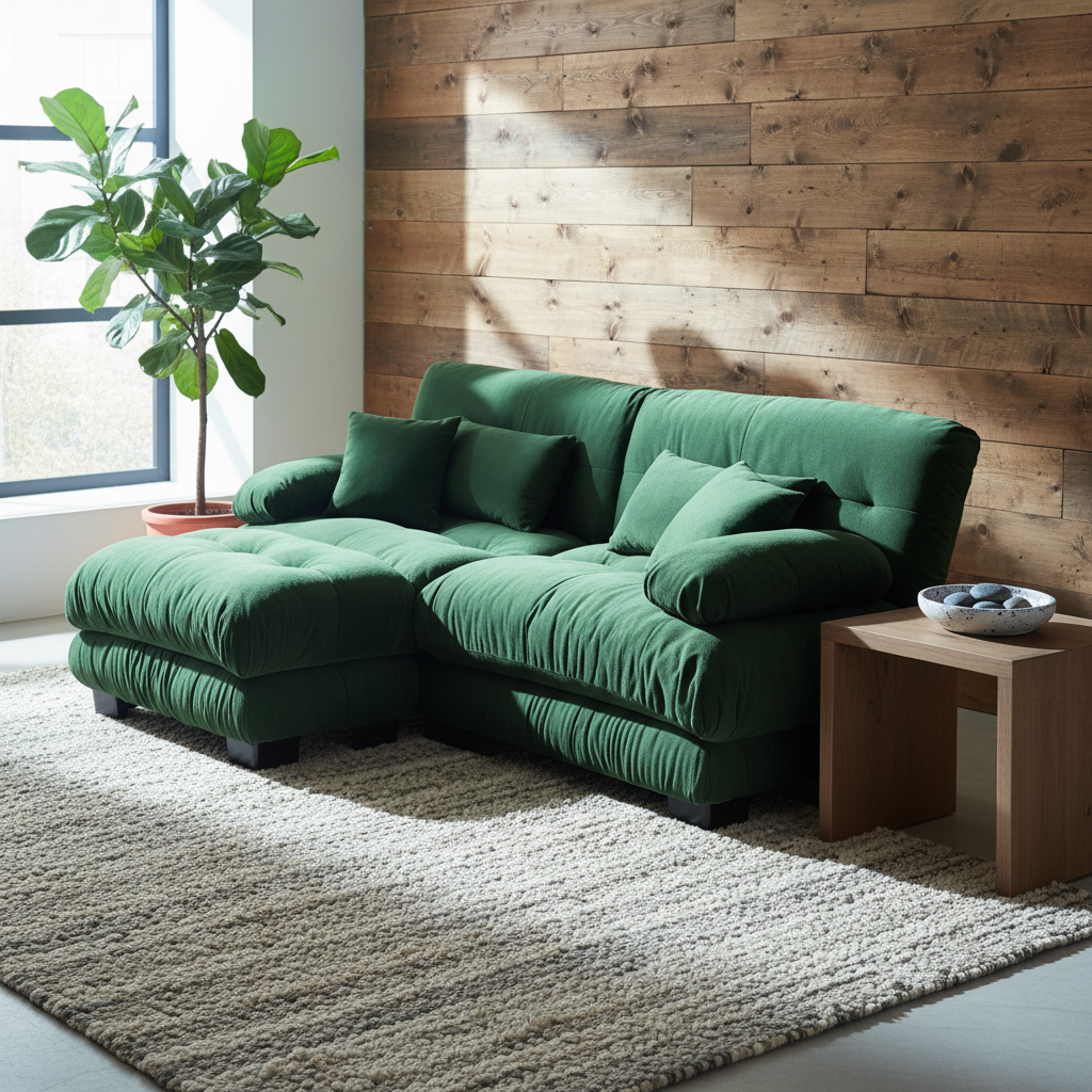 Monterey 94" 3 Piece L Shaped Modular Sofa Set, Velvet Deep Seat 5-Seater Sofa with Ottoman