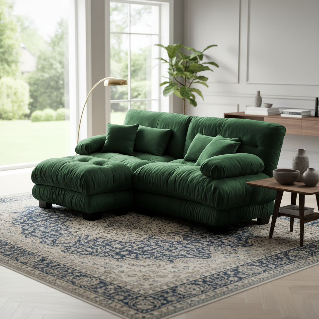 Monterey 94" 3 Piece L Shaped Modular Sofa Set, Velvet Deep Seat 5-Seater Sofa with Ottoman