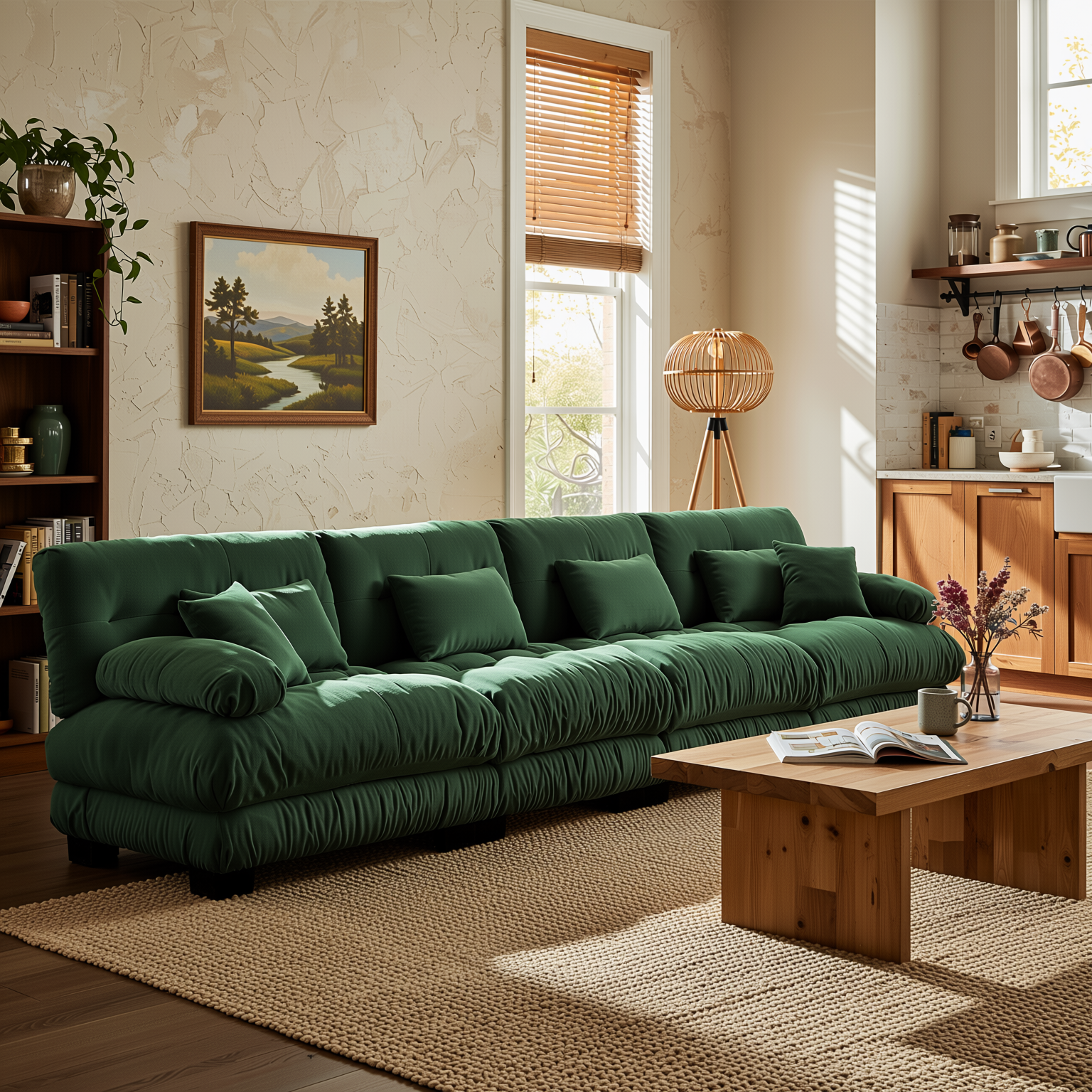 Monterey 173" Extra Large Modular Chenille Cloud Sectional Sofa with Bolstered Armrests