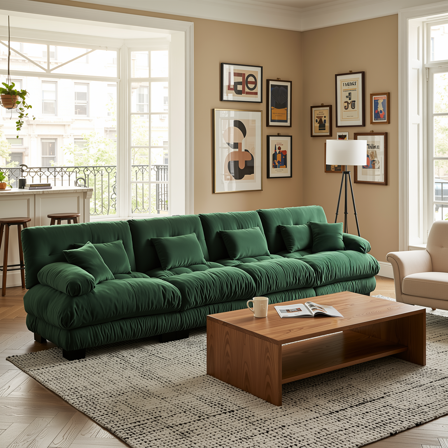 Monterey 173" Extra Large Modular Chenille Cloud Sectional Sofa with Bolstered Armrests