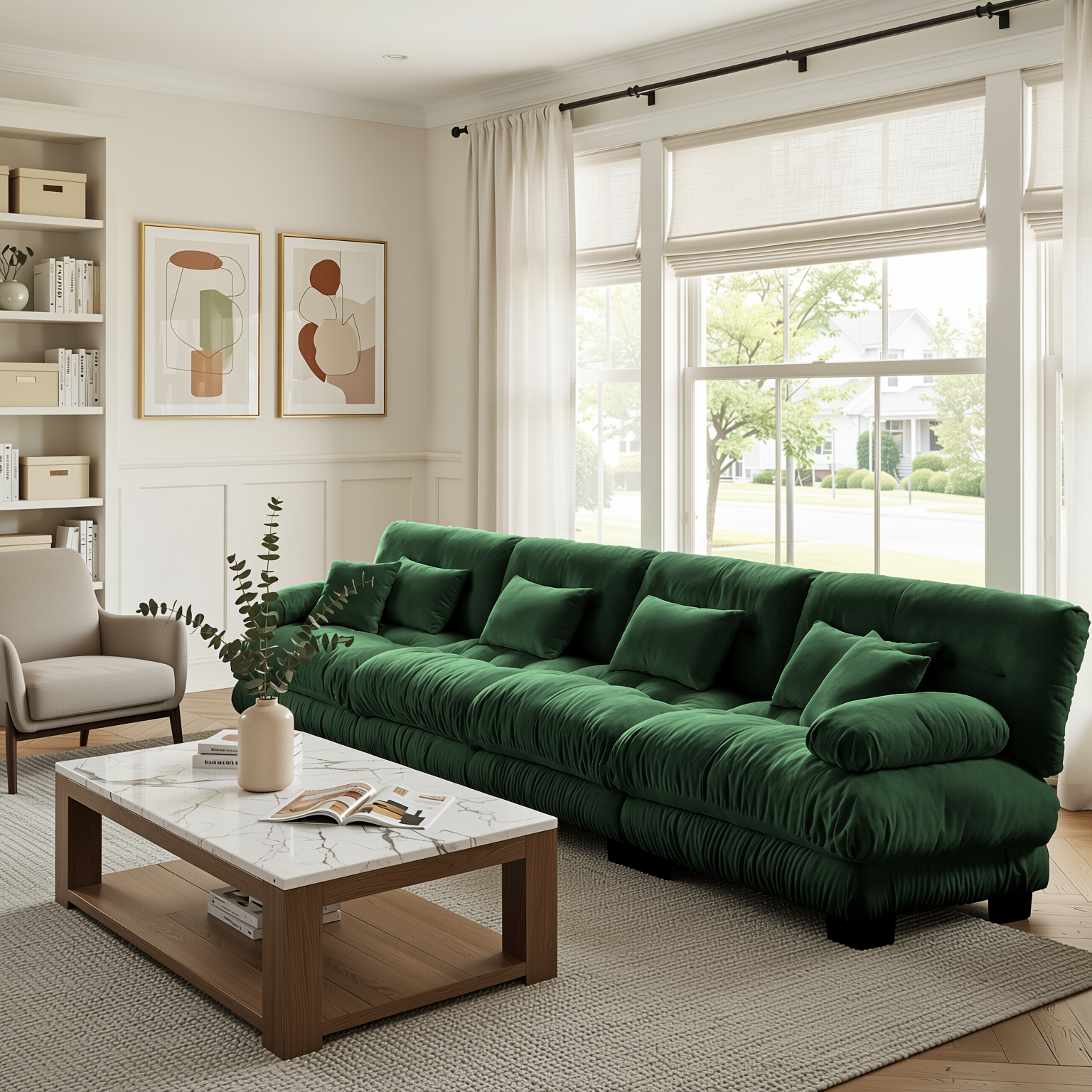 Monterey 173" Extra Large Modular Chenille Cloud Sectional Sofa with Bolstered Armrests