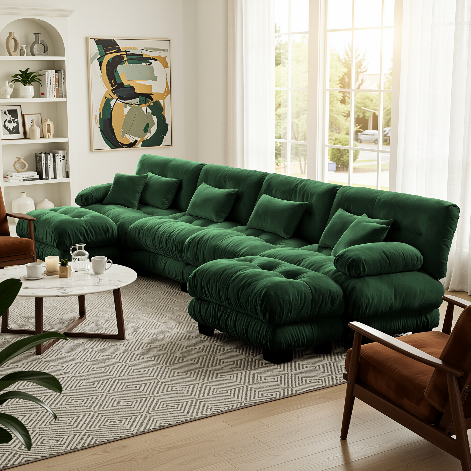 Monterey 173" Oversized Modular Chenille U-Shaped Cloud Sectional Sofa with 2 Ottomans