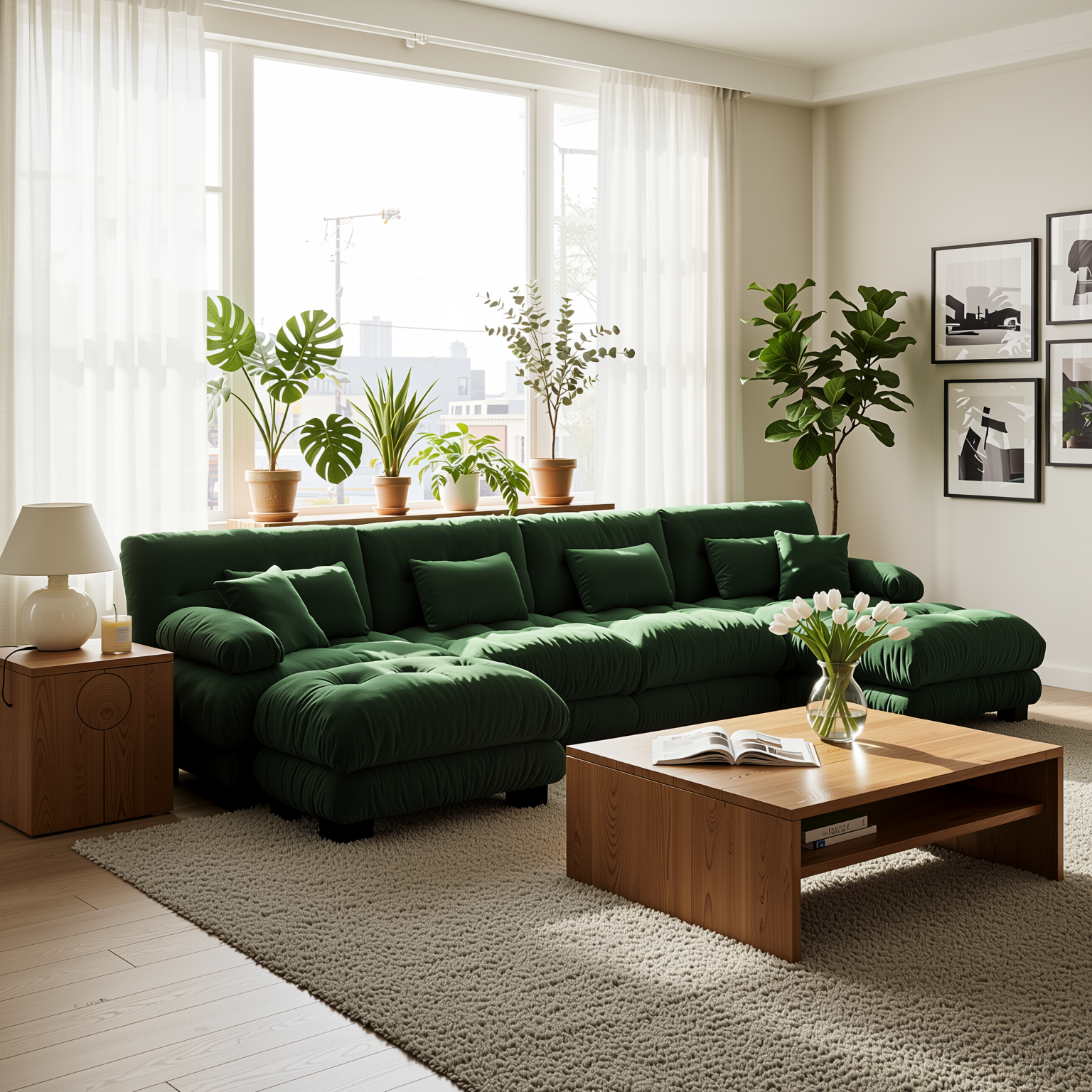 Monterey 173" Oversized Modular Chenille U-Shaped Cloud Sectional Sofa with 2 Ottomans