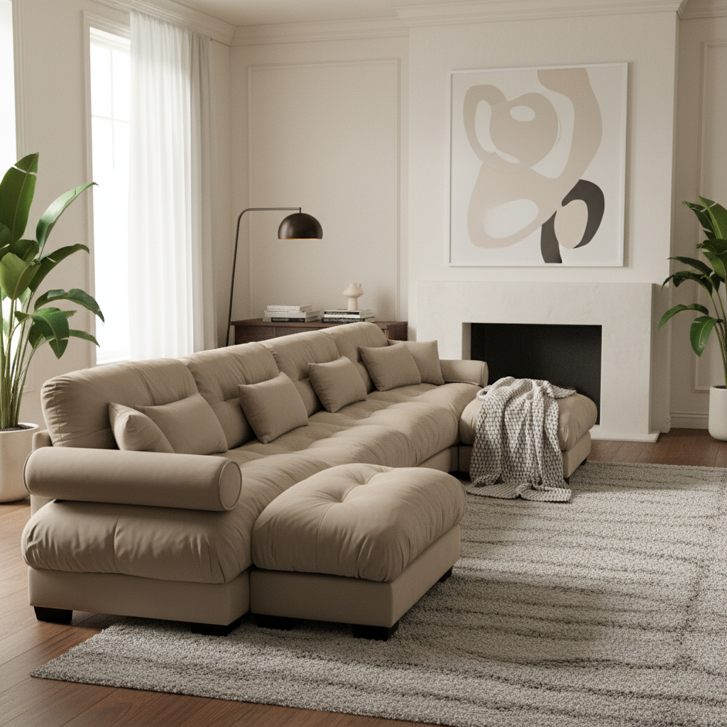 Napa 166" U-Shaped Modular Velvet Upholstered Sectional Sofa with 2 Movable Ottomans