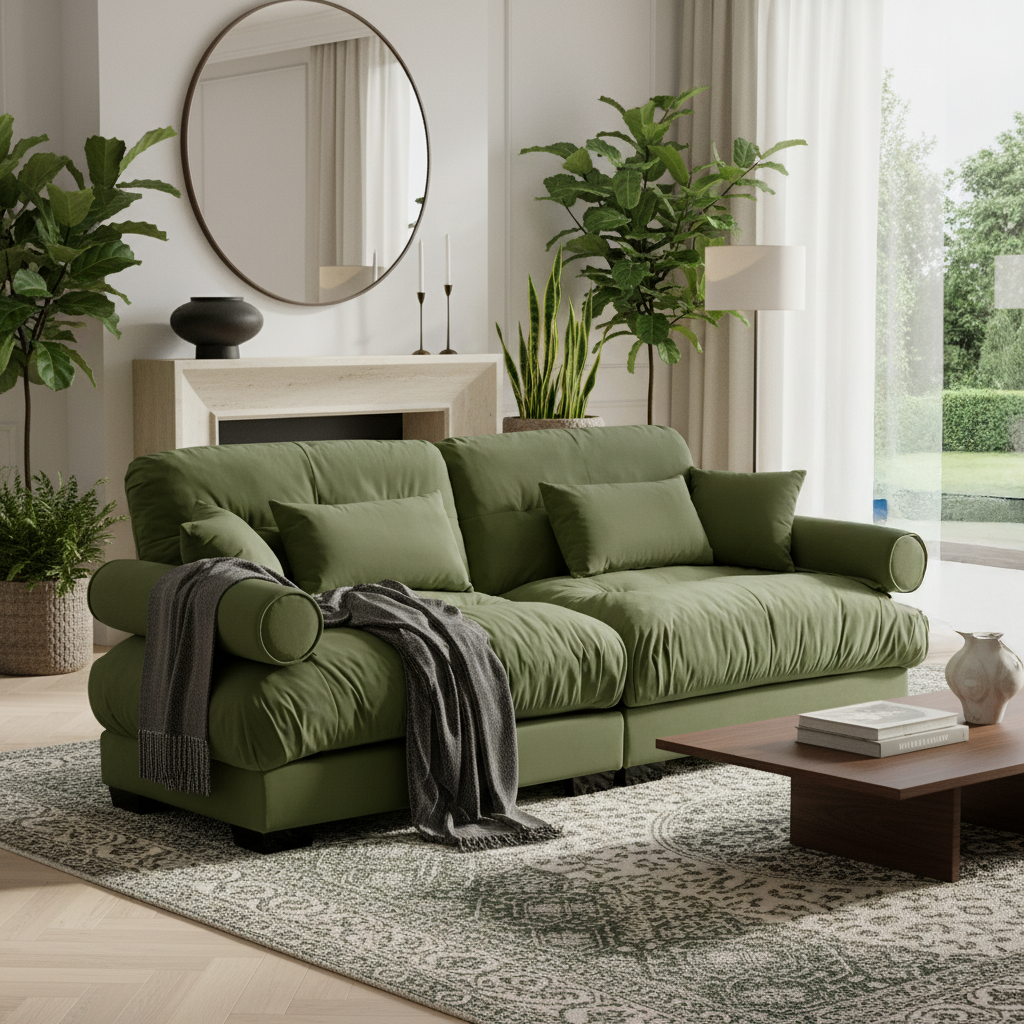 Napa 94" Modular Velvet Upholstered 2-Seater Sofa with Bolstered Armrests