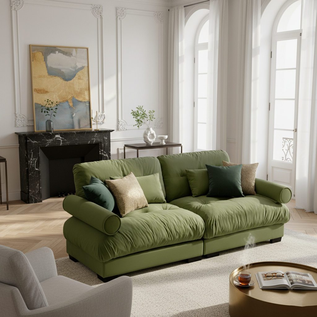 Napa 94" Modular Velvet Upholstered 2-Seater Sofa with Bolstered Armrests