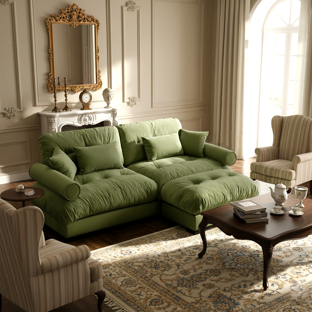 Napa 94” Modular Velvet Upholstered 2-Seater Sofa with Ottoman