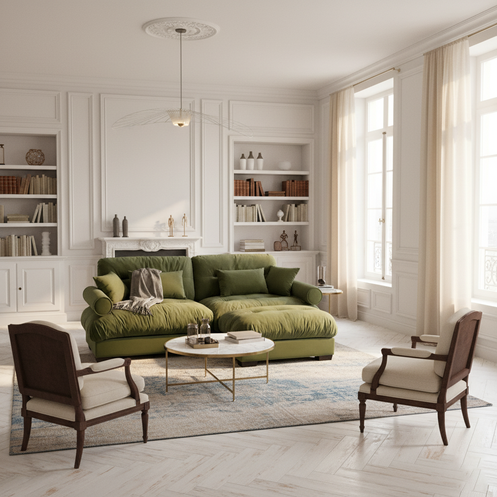 Napa 94” Modular Velvet Upholstered 2-Seater Sofa with Ottoman