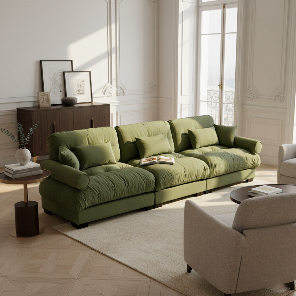 Napa 130" Modular Velvet Upholstered Oversized 3-Seater Sofa Couch