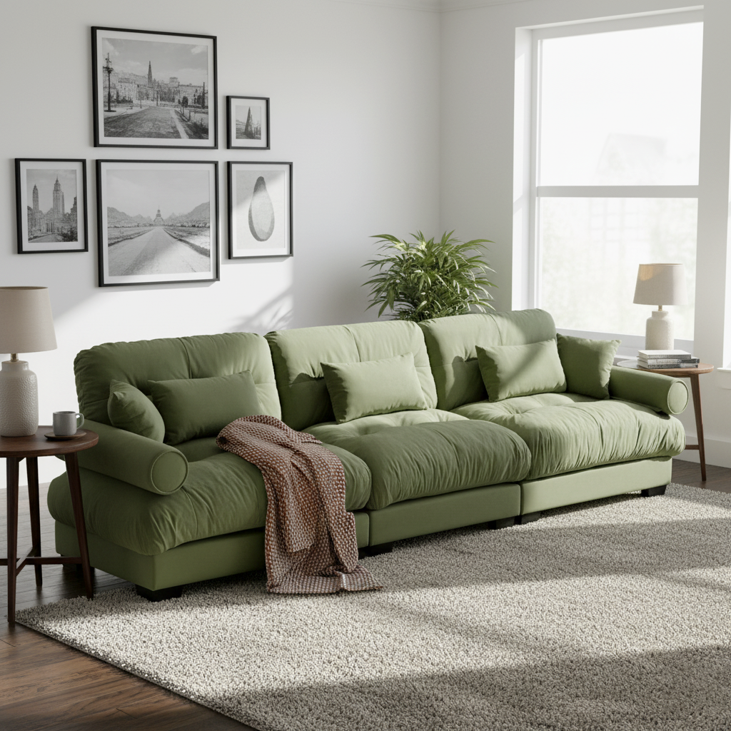 Napa 130" Modular Velvet Upholstered Oversized 3-Seater Sofa Couch