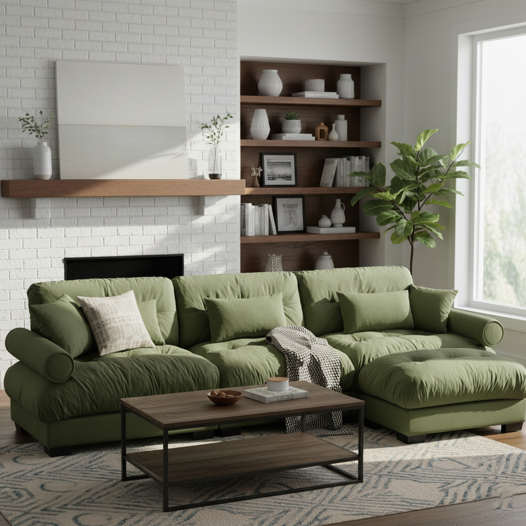 Napa 130” Modular Velvet Upholstered L-Shaped Sectional Sofa with Bolstered Armrests